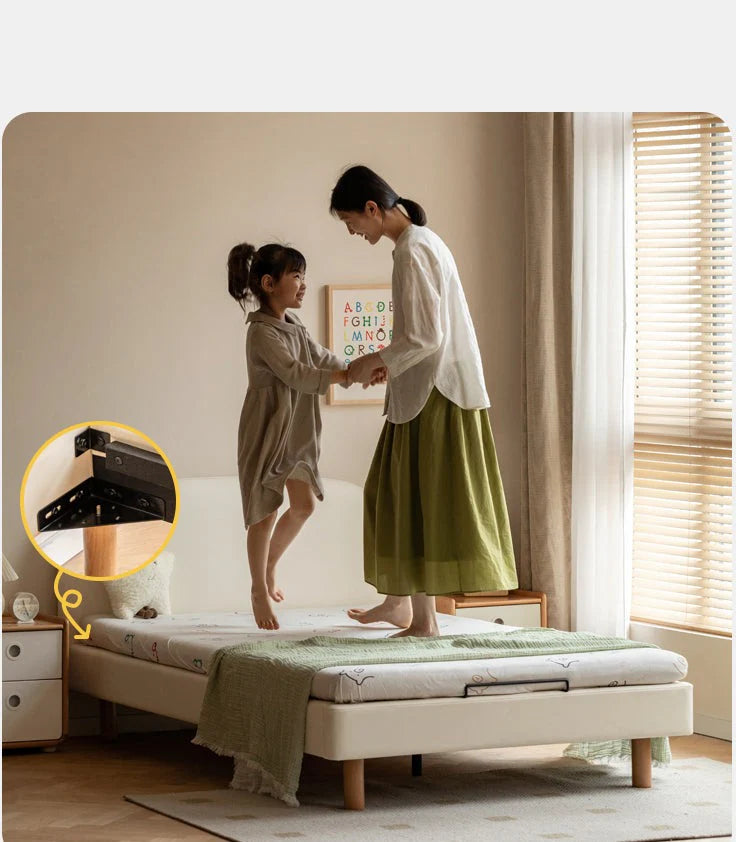 Organic leather Сhildren's bed cream bed<