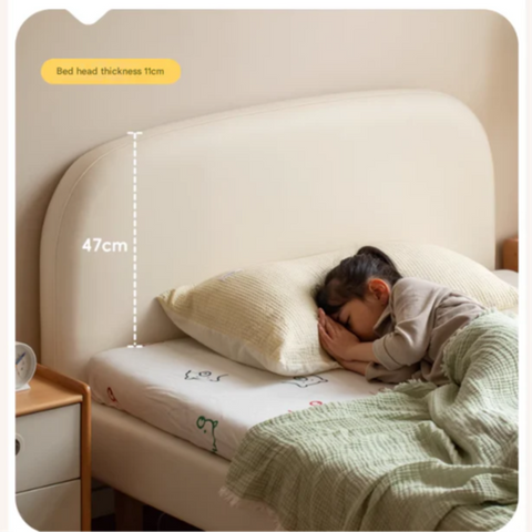 Organic leather Сhildren's bed cream bed<