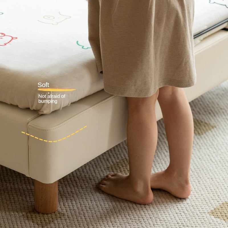 Organic leather Сhildren's bed cream bed<