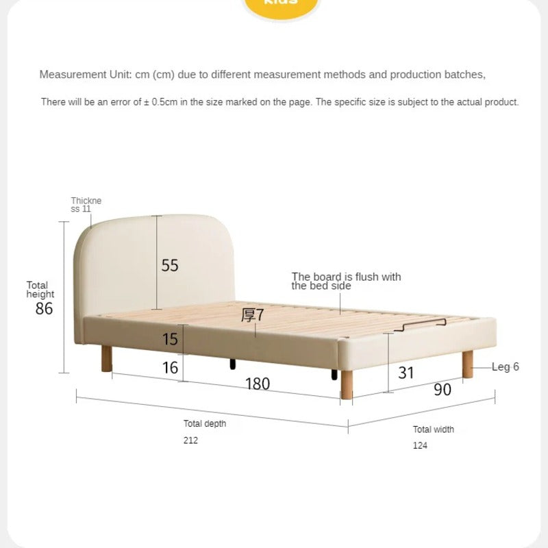 Organic leather Сhildren's bed cream bed<