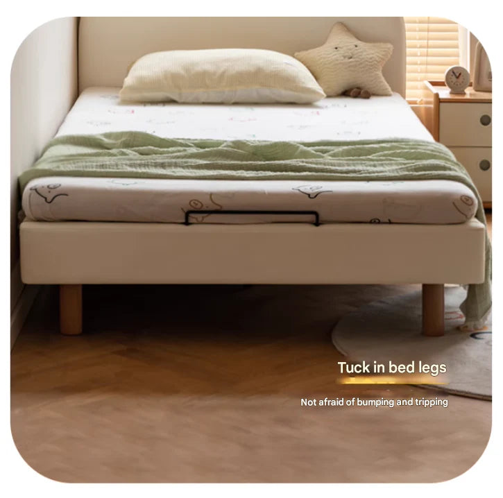 Organic leather Сhildren's bed cream bed<