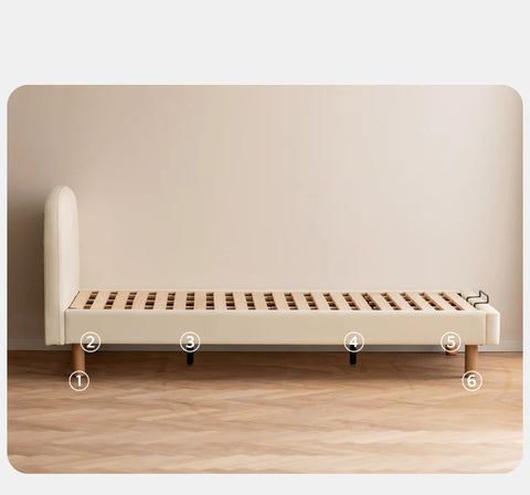 Organic leather Сhildren's bed cream bed<