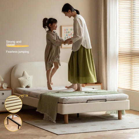 Organic leather Сhildren's bed cream bed<