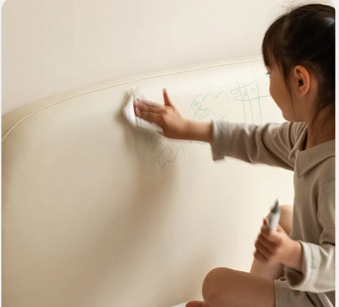 Organic leather Сhildren's bed cream bed<