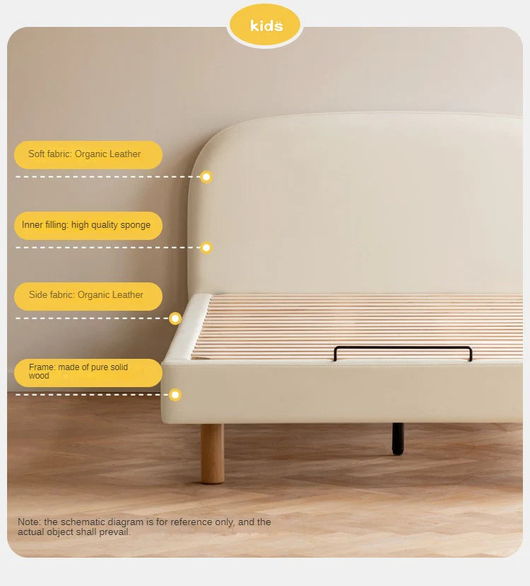 Organic leather Сhildren's bed cream bed<