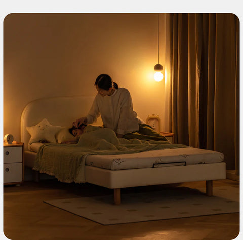 Organic leather Сhildren's bed cream bed<