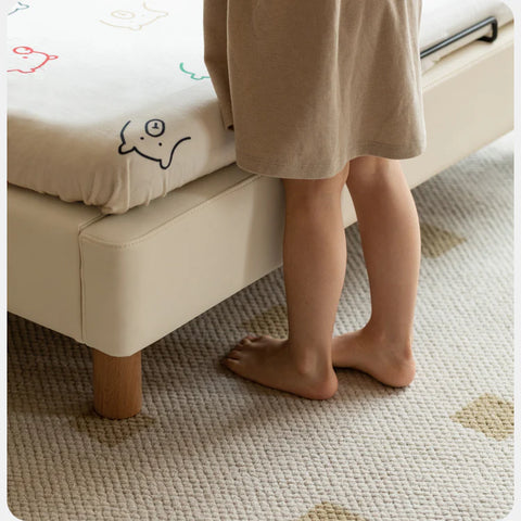 Organic leather Сhildren's bed cream bed<