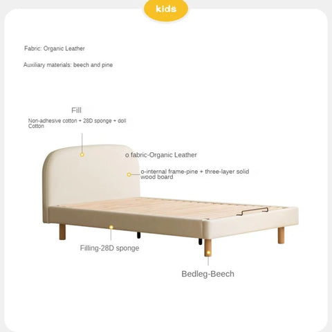 Organic leather Сhildren's bed cream bed<