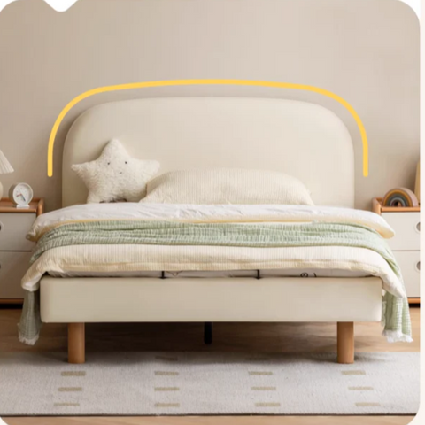 Organic leather Сhildren's bed cream bed<