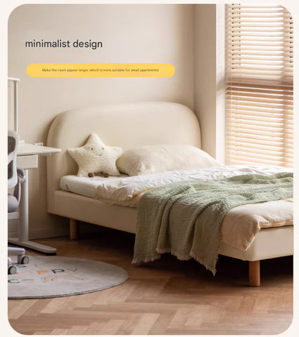 Organic leather Сhildren's bed cream bed<