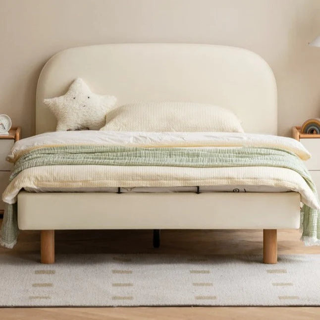 Organic leather Сhildren's bed cream bed<