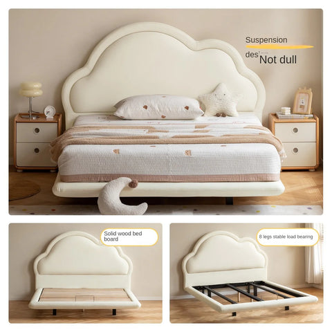 Сream style Organic Leather kid's Cloud Bed, suspended bed<