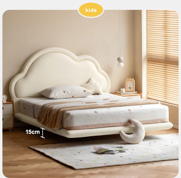 Сream style Organic Leather kid's Cloud Bed, suspended bed<