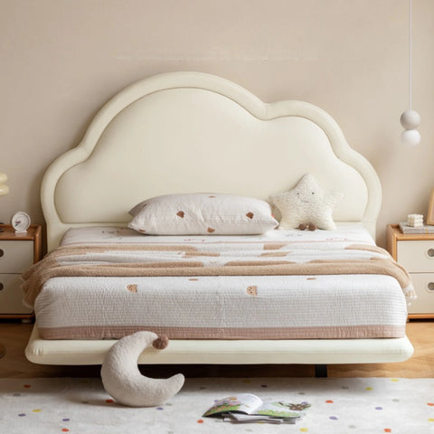 Сream style Organic Leather kid's Cloud Bed, suspended bed<