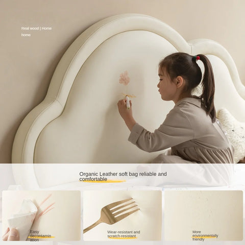 Сream style Organic Leather kid's Cloud Bed, suspended bed<