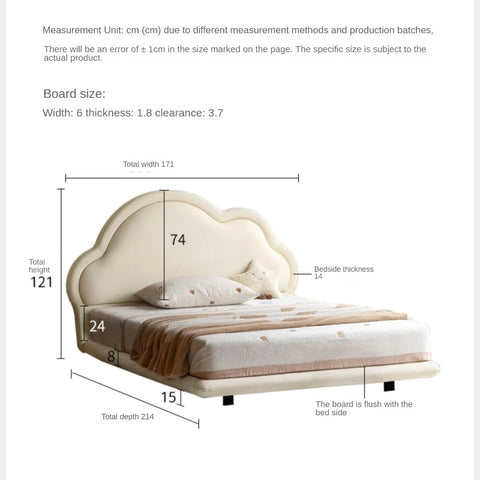 Сream style Organic Leather kid's Cloud Bed, suspended bed<