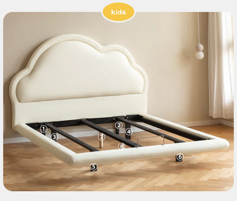 Сream style Organic Leather kid's Cloud Bed, suspended bed<