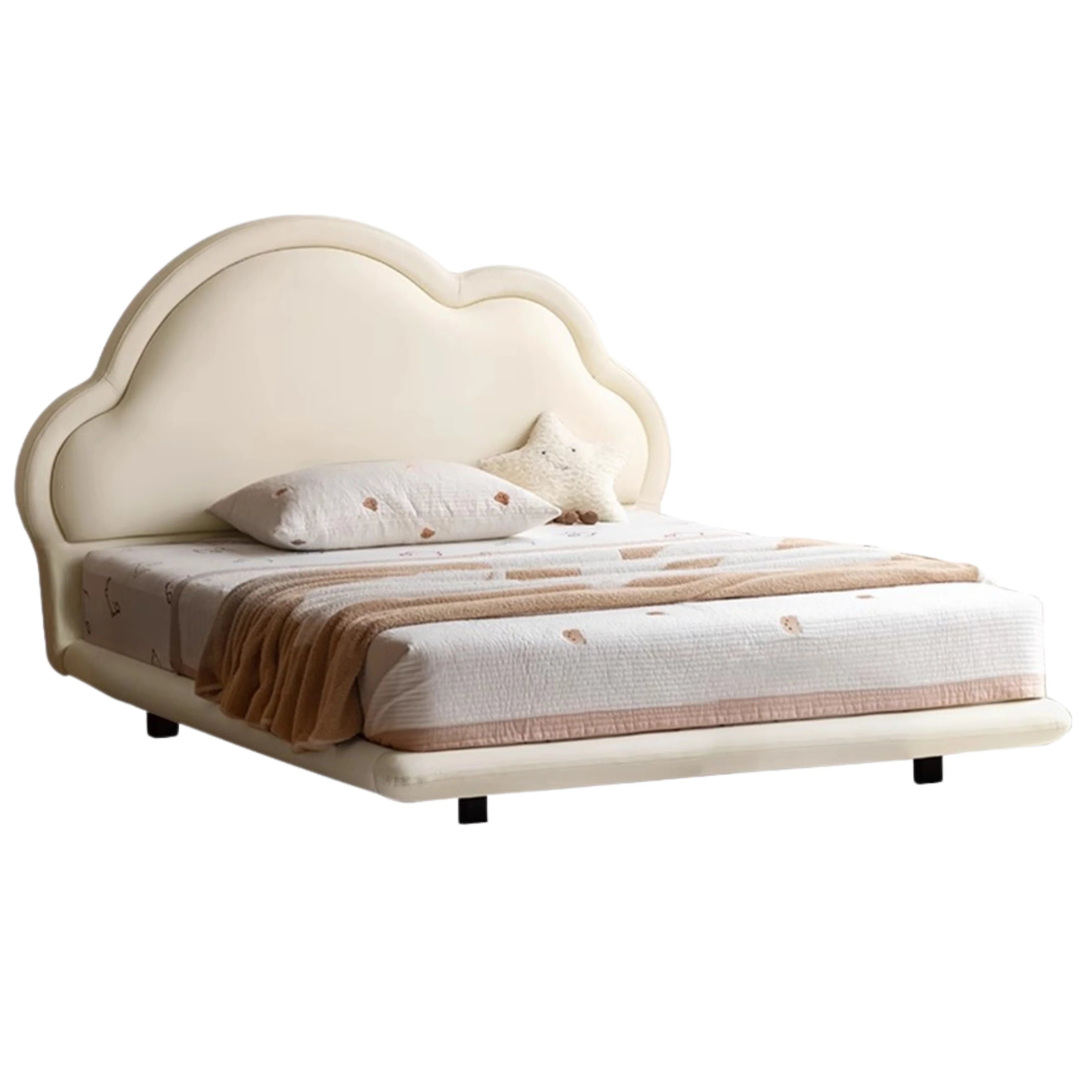 Сream style Organic Leather kid's Cloud Bed, suspended bed<
