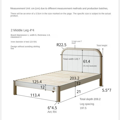Poplar solid wood kids bed white cream<