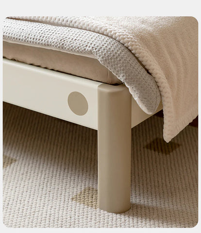 Poplar solid wood kids bed white cream<