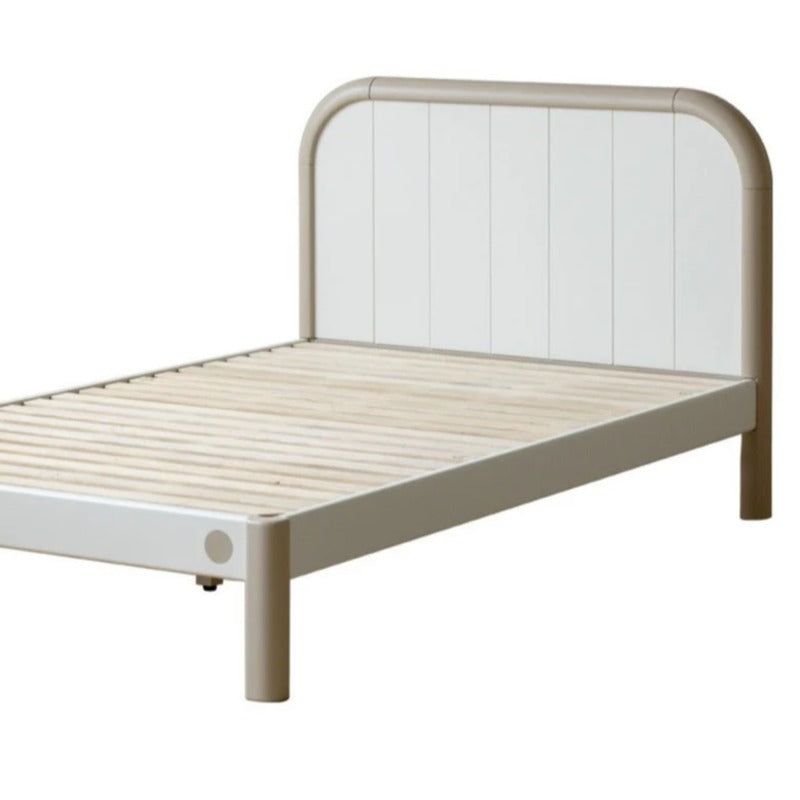 Poplar solid wood kids bed white cream<