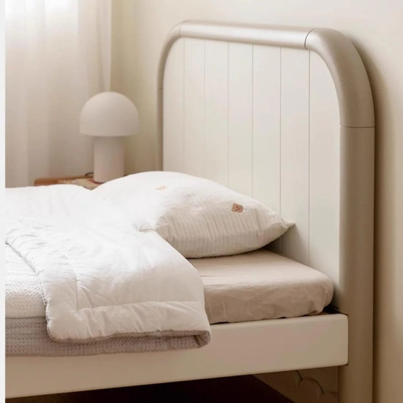 Poplar solid wood kids bed white cream<