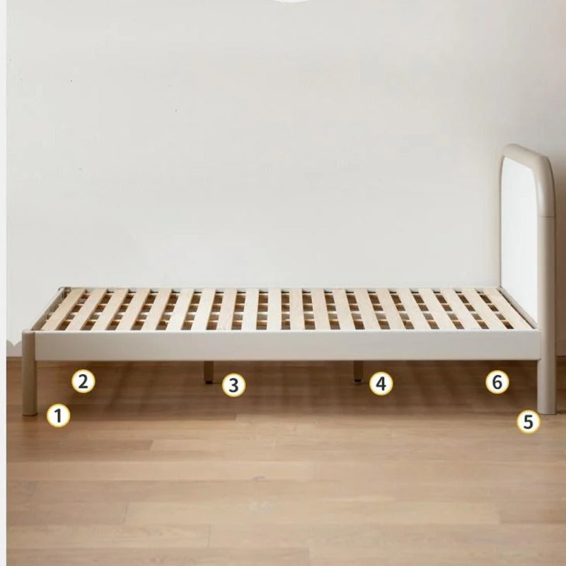 Poplar solid wood kids bed white cream<