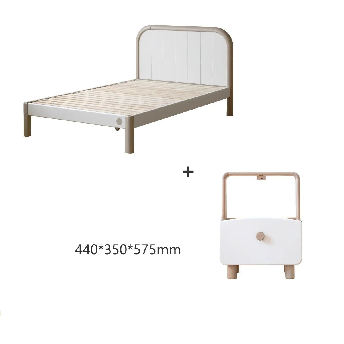 Poplar solid wood kids bed white cream<
