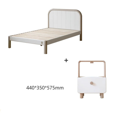 Poplar solid wood kids bed white cream<