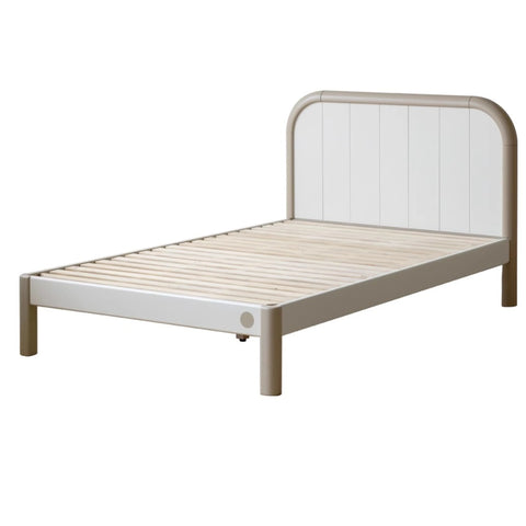 Poplar solid wood kids bed white cream<