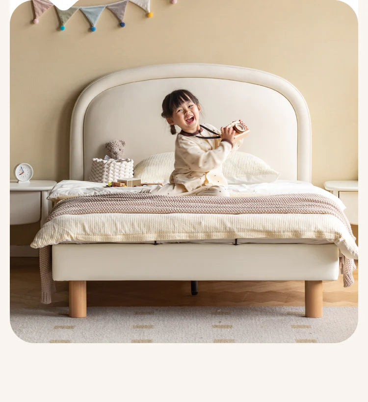 Cream style Organic Leather kid's Bed<