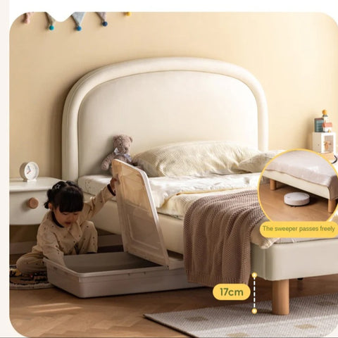 Cream style Organic Leather kid's Bed<