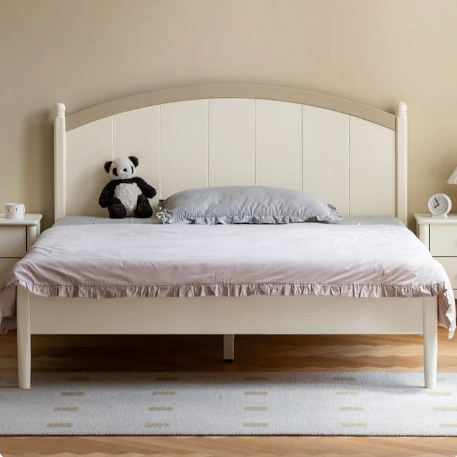 Rubber wood Cream Style Children's Bed White<