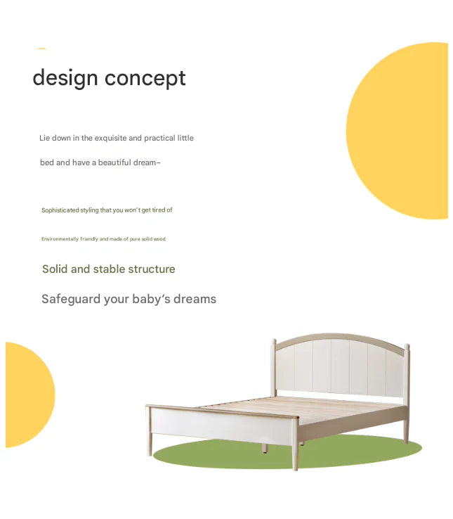 Rubber wood Cream Style Children's Bed White<
