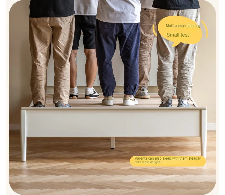 Rubber wood Cream Style Children's Bed White<