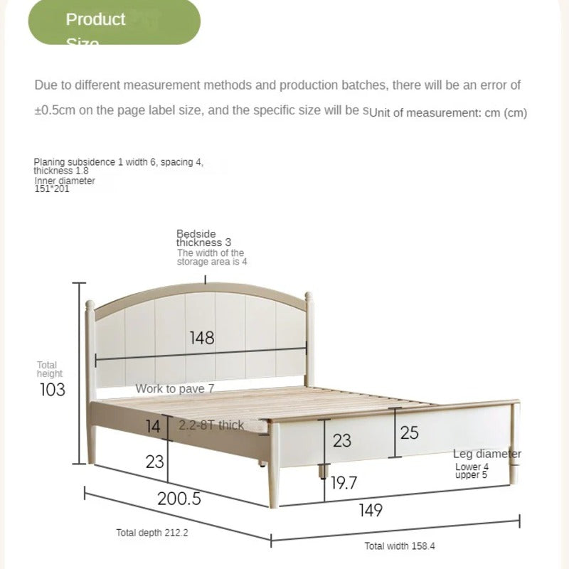 Rubber wood Cream Style Children's Bed White<