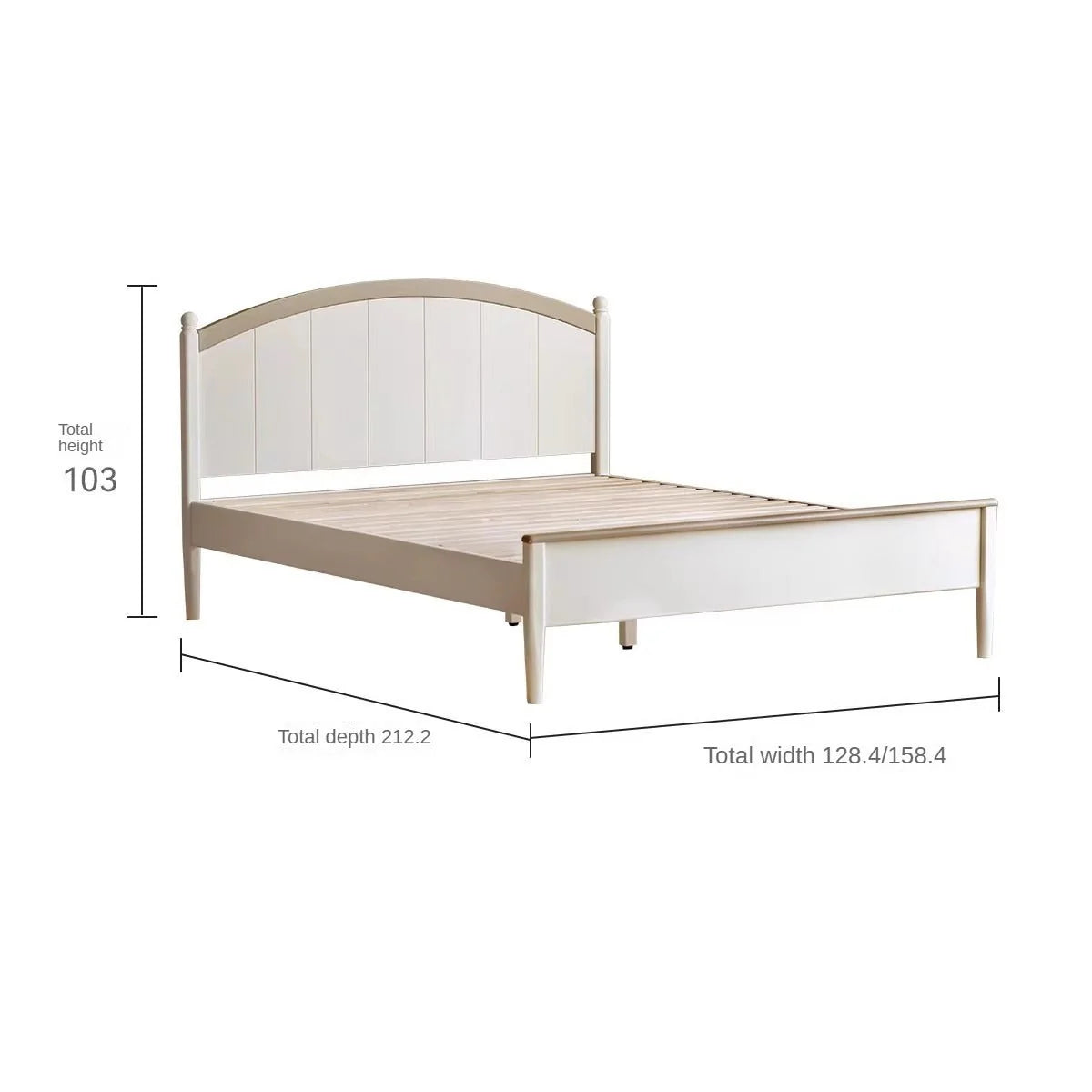 Rubber wood Cream Style Children's Bed White<