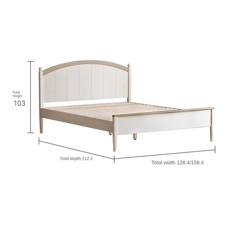 Rubber wood Cream Style Children's Bed White<