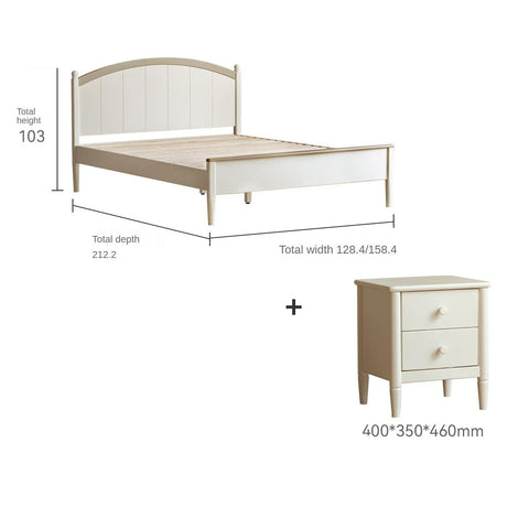 Rubber wood Cream Style Children's Bed White<