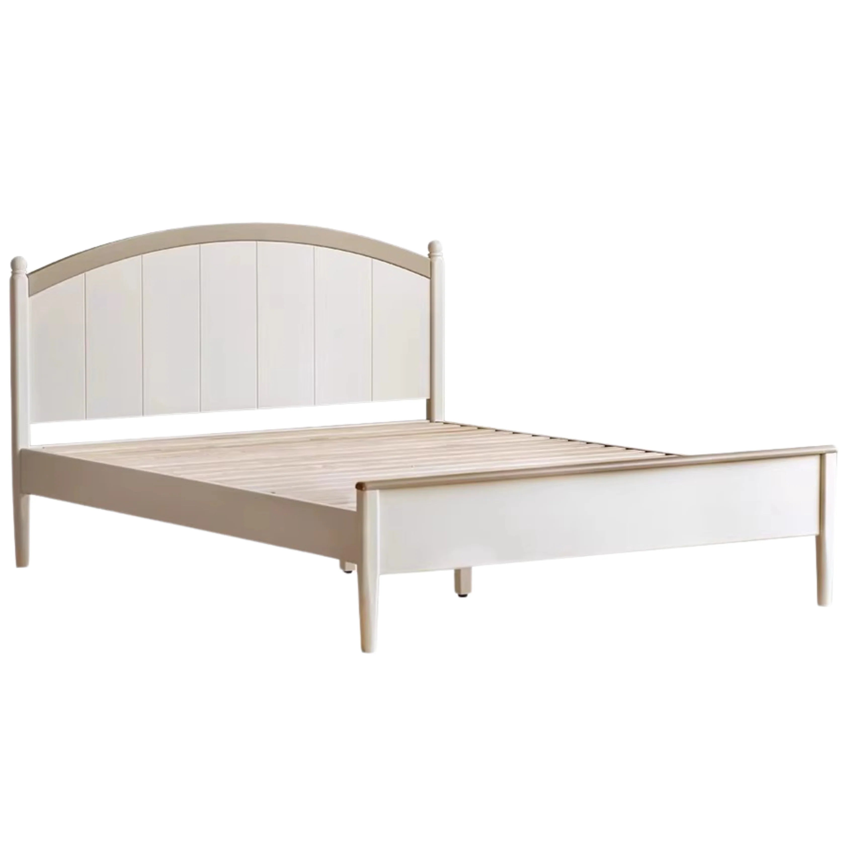 Rubber wood Cream Style Children's Bed White<