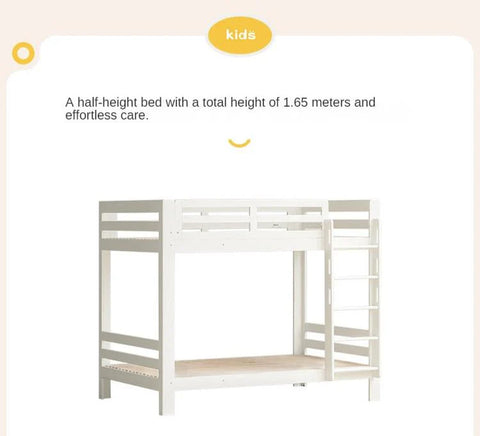 Rubber wood, Beech Solid Wood Children's Bunk Bed Cream Style White.