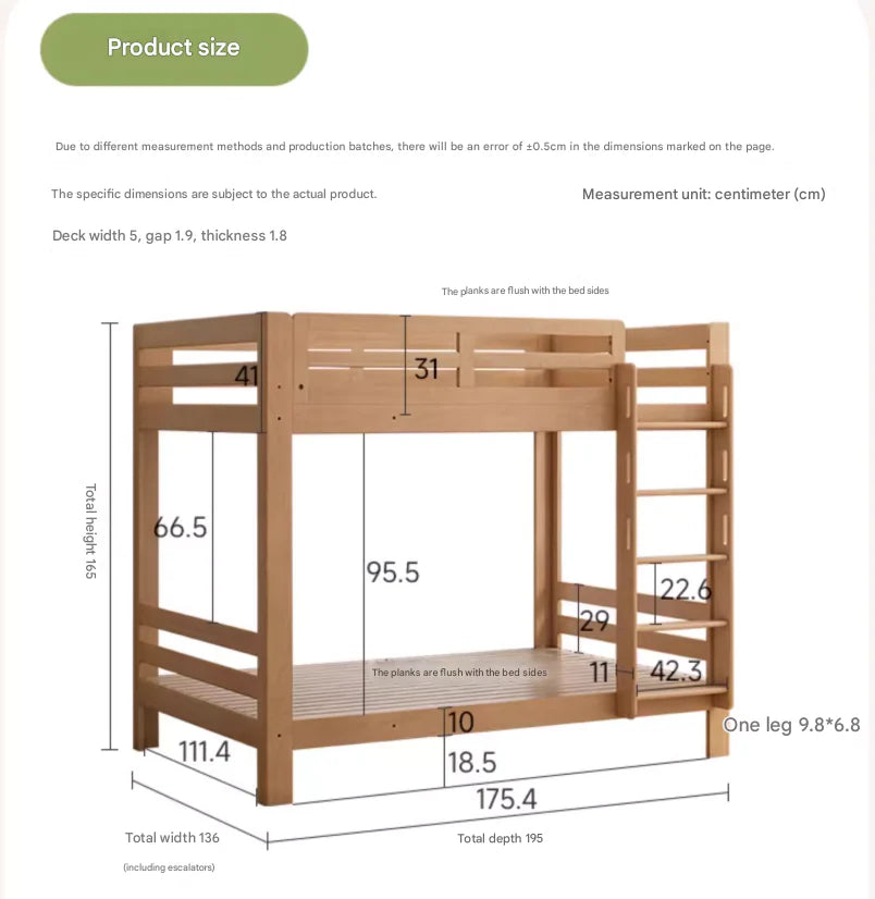 Rubber wood, Beech Solid Wood Children's Bunk Bed Cream Style White.