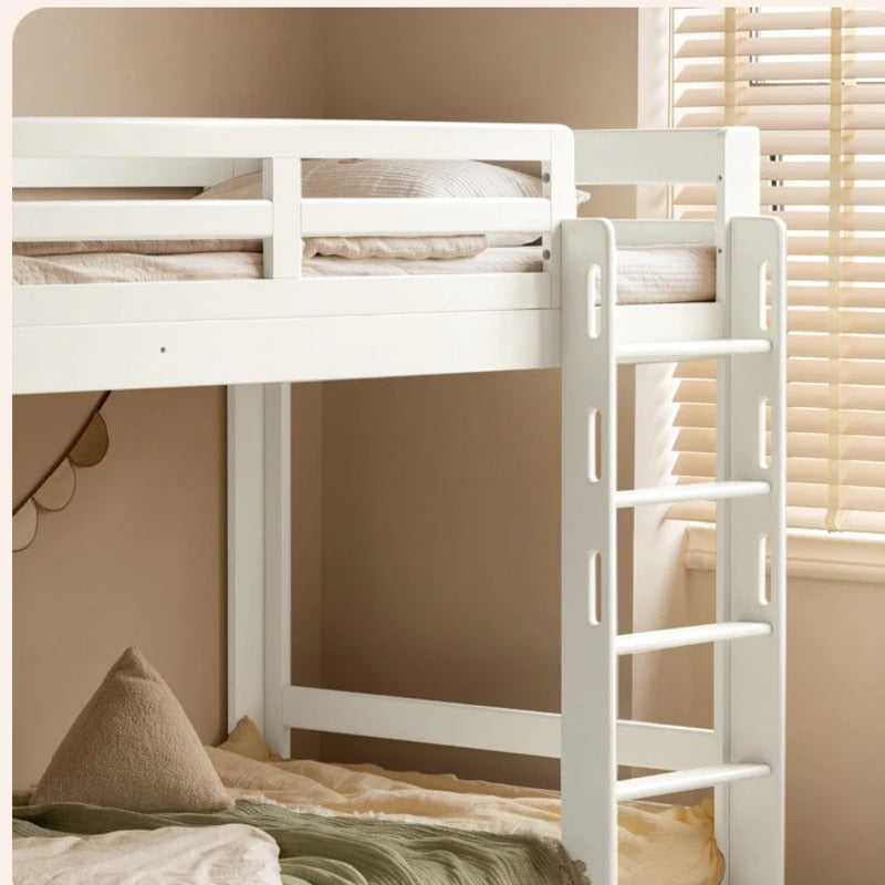 Rubber wood, Beech Solid Wood Children's Bunk Bed Cream Style White.