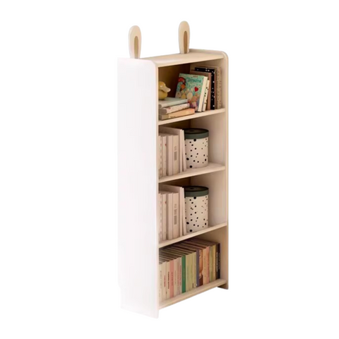 Beech Solid Wood Student Desk & Bookcase Combination Creamy White Light Coffee Finish Modular Homework Study Station