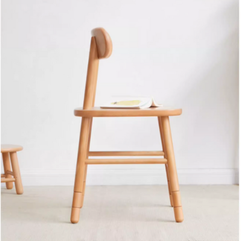 Oak Solid Wood Adjustable Children Study Desk and Chair Set Natural Finish Modern Kids Writing Table with Storage