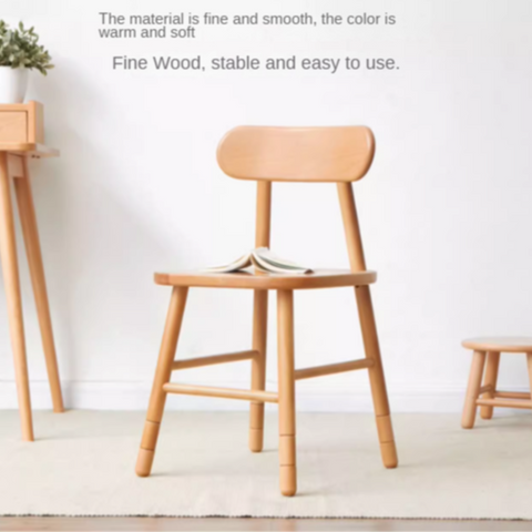 Oak Solid Wood Adjustable Children Study Desk and Chair Set Natural Finish Modern Kids Writing Table with Storage