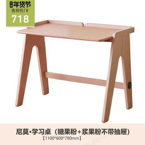 Beech Solid Wood Childrens Study Table Morandi Colors Primary School Desk for Home & Apartment