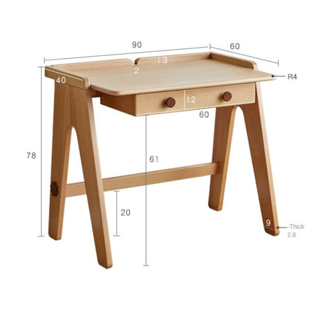 Beech Solid Wood Childrens Study Table Morandi Colors Primary School Desk for Home & Apartment