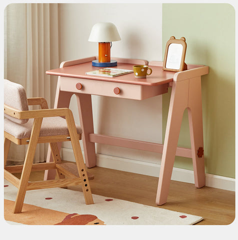 Beech Solid Wood Childrens Study Table Morandi Colors Primary School Desk for Home & Apartment