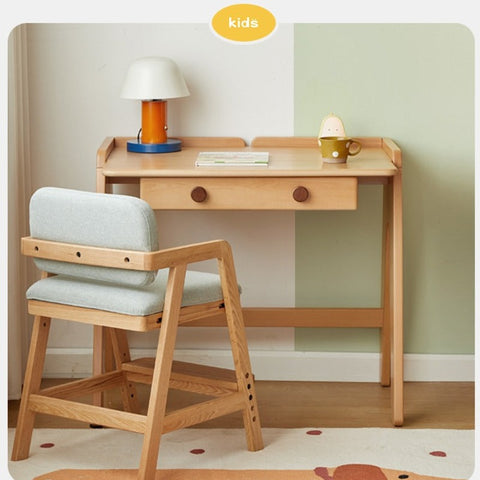 Beech Solid Wood Childrens Study Table Morandi Colors Primary School Desk for Home & Apartment